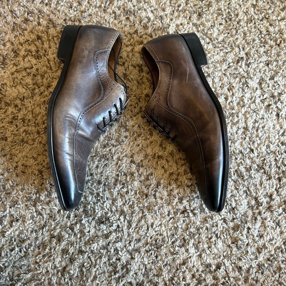 Magnanni Square Toe Grey Brown Leather Dress Shoes Oxford main image 7
